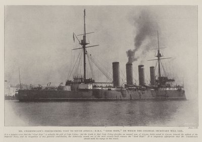 La prochaine visite de M. Chamberlain en Afrique du Sud, le HMS Good Hope, sur lequel le secrétaire colonial naviguera - English Photographer