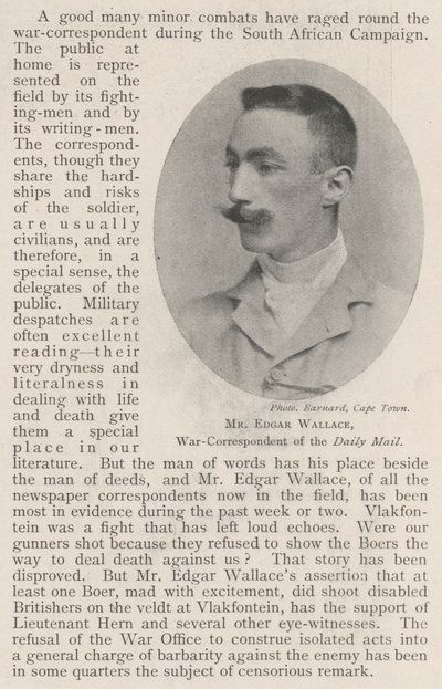 M. Edgar Wallace, correspondant de guerre du Daily Mail - English Photographer