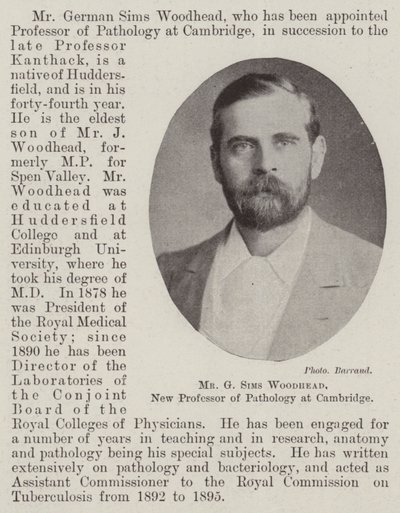 M. G Sims Woodhead, nouveau professeur de pathologie à Cambridge - English Photographer