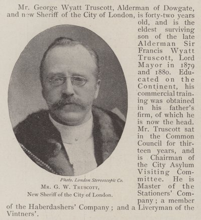M. G W Truscott, nouveau shérif de la ville de Londres - English Photographer