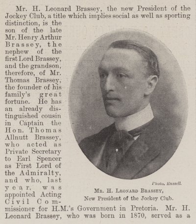 M. H Leonard Brassey, nouveau président du Jockey Club - English Photographer