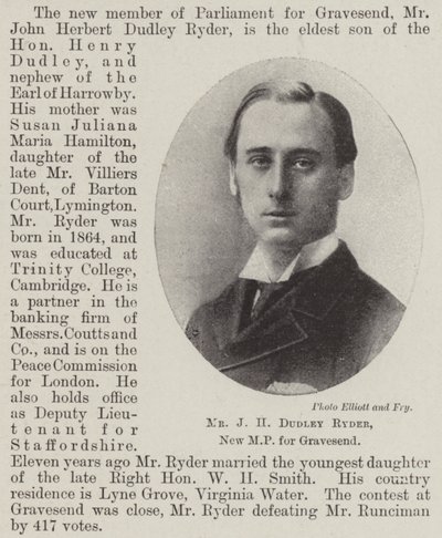 M. J H Dudley Ryder, nouveau député pour Gravesend - English Photographer