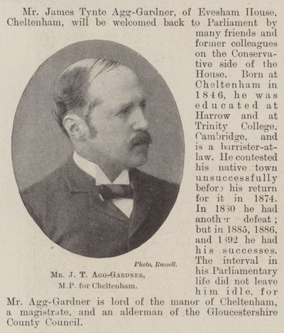 M. J T Agg-Gardner, député de Cheltenham - English Photographer