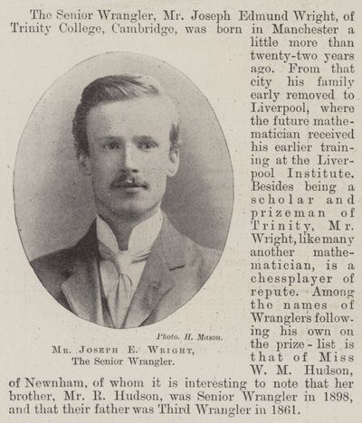M. Joseph E Wright, le Senior Wrangler - English Photographer
