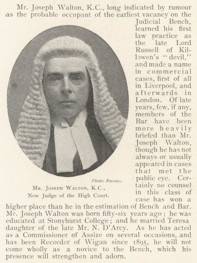 M. Joseph Walton, KC, nouveau juge de la Haute Cour - English Photographer