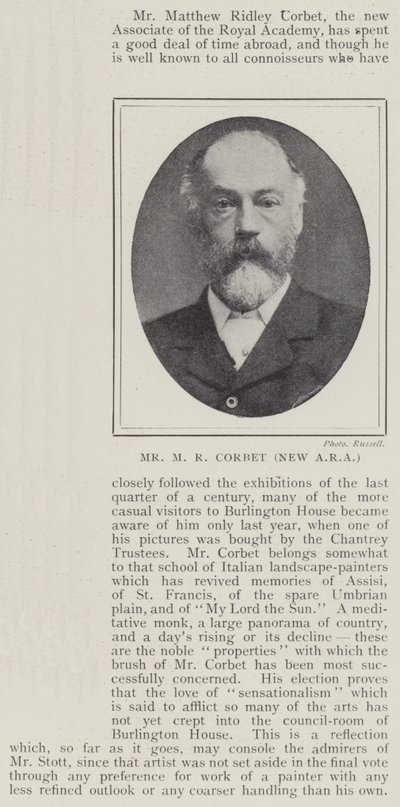 M. M R Corbet, nouveau ARA - English Photographer