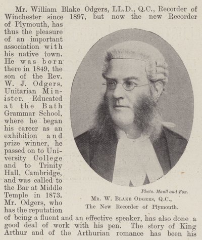 M. W Blake Odgers, QC, le nouveau greffier de Plymouth - English Photographer