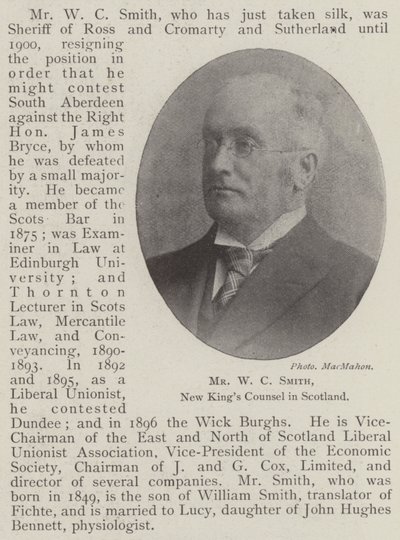 M. W C Smith, nouveau conseiller du roi en Écosse - English Photographer