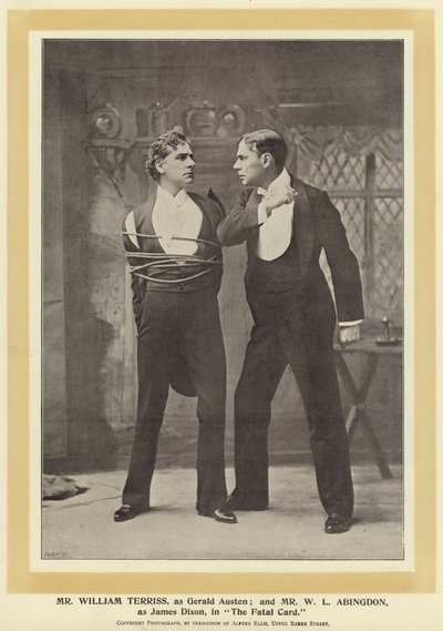 Mr William Terriss, en Gerald Austen; et Mr W L Abingdon, en James Dixon, dans The Fatal Card - English Photographer