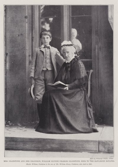 Mme Gladstone et son petit-fils, William Glynne Charles Gladstone, héritier des domaines de Hawarden - English Photographer