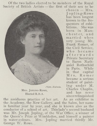 Mme Jopling-Rowe, élue RBA - English Photographer