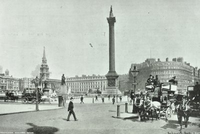 Colonne de Nelson, Trafalgar Square, Westminster : vue vers le nord-ouest depuis Cockspur Street, 1898 - English Photographer