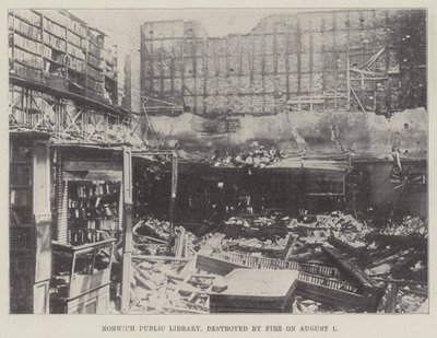 Bibliothèque publique de Norwich, détruite par un incendie le 1er août - English Photographer