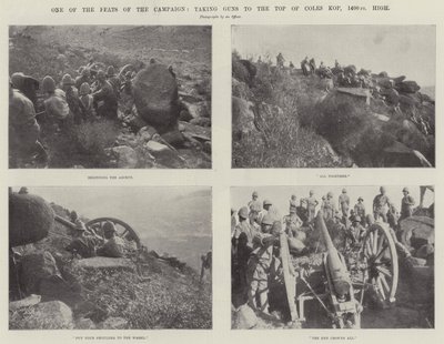 Un des exploits de la campagne, transporter des canons au sommet de Coles Kop, à 1400 pieds de hauteur - English Photographer