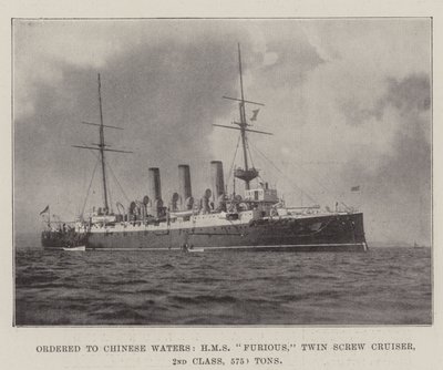 Ordonné vers les eaux chinoises, HMS Furious, croiseur à double hélice, 2e classe, 5750 tonnes - English Photographer