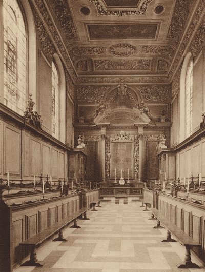 Oxford : Trinity College, intérieur de la chapelle, vue vers l