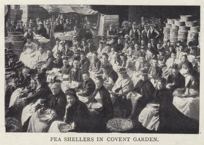 Écosseurs de pois à Covent Garden, Londres - English Photographer
