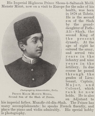 Prince Malik Mansur Mirza, deuxième fils du Shah de Perse - English Photographer