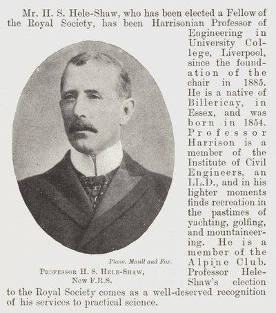 Professeur H S Hele-Shaw, nouveau FRS - English Photographer