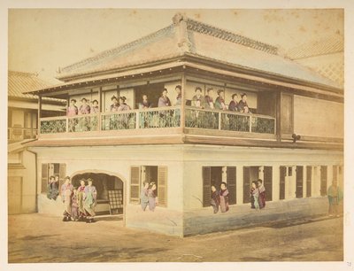 Prostituées au bordel Shinpuro, Takashima-cho, Yokohama, Photographe : Stillfried, Raimund von Lucas Collection : Enregistrement photographique du tour du monde de Charles James et Morton P, Lucas - English Photographer