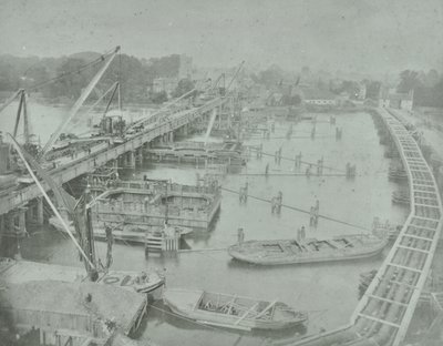 Pont de Putney : creusement des fondations pour le nouveau pont, 1883 - English Photographer