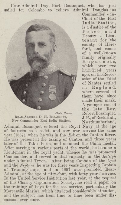 Contre-amiral D. H. Bosanquet, nouveau commandant de la station des Indes orientales - English Photographer