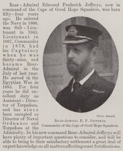 Contre-amiral E F Jeffreys, commandant de l