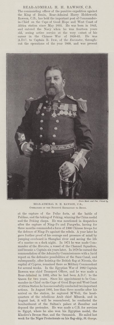 Contre-amiral H M Rawson, CB, commandant de l