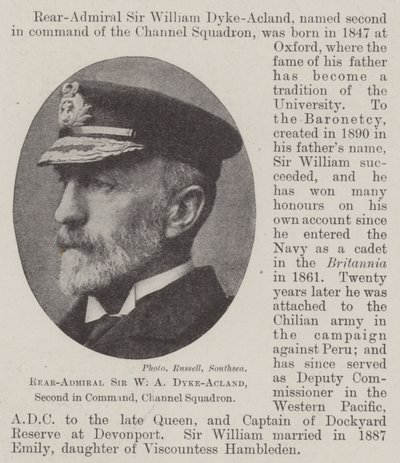 Contre-amiral Sir W A Dyke-Acland, second en commandement, escadron de la Manche - English Photographer