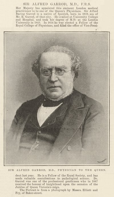 Sir Alfred Garrod, MD, FRS - English Photographer
