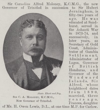 Sir C A Moloney, KCMG, nouveau gouverneur de Trinidad - English Photographer