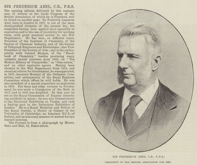Sir Frederick Abel, CB, FRS, président de l