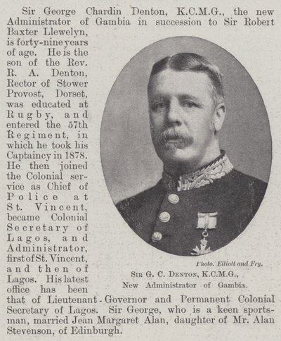 Sir G C Denton, KCMG, nouvel administrateur de Gambie - English Photographer