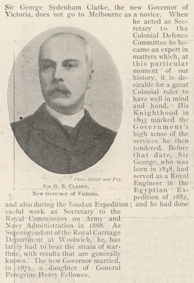 Sir G S Clarke, nouveau gouverneur de Victoria - English Photographer