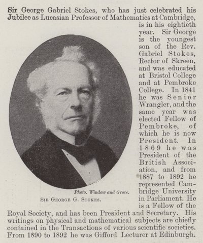Sir George G Stokes - English Photographer