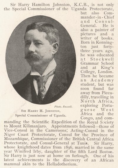 Sir Harry H Johnston, commissaire spécial de l