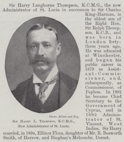 Sir Harry L Thompson, KCMG, nouvel administrateur de Sainte-Lucie - English Photographer