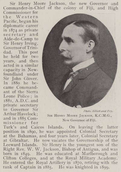 Sir Henry Moore Jackson, KCMG, nouveau gouverneur des Fidji - English Photographer