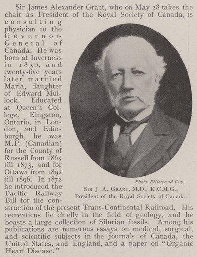 Sir J. A. Grant, MD, KCMG, président de la Société royale du Canada - English Photographer