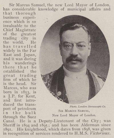 Sir Marcus Samuel, nouveau lord-maire de Londres - English Photographer