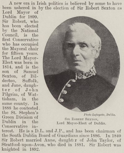 Sir Robert Sexton, Lord Maire élu de Dublin - English Photographer