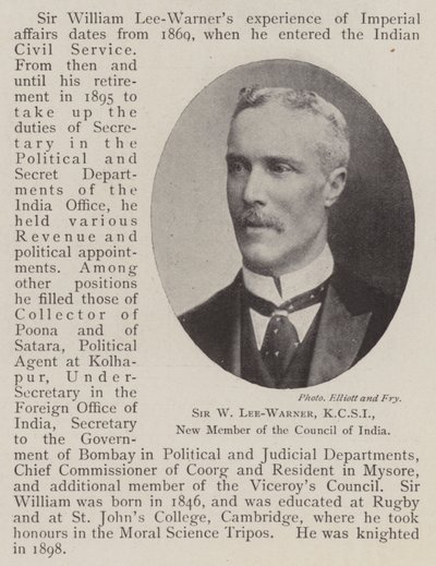 Sir W Lee-Warner, KCSI, nouveau membre du Conseil de l