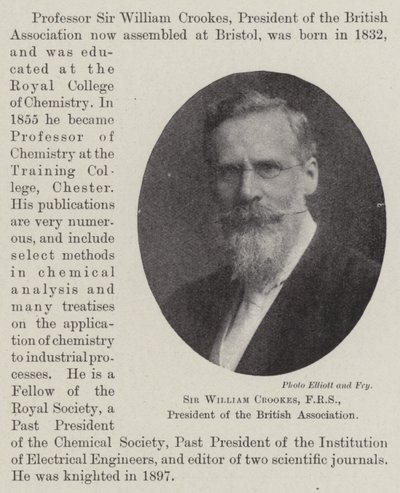 Sir William Crookes, FRS, président de l