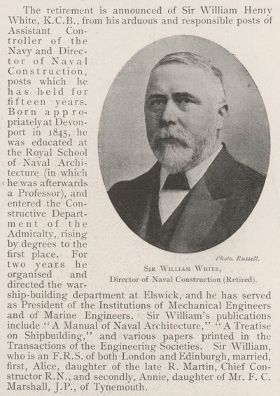 Sir William White, directeur de la construction navale (retraité) - English Photographer