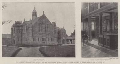 La bibliothèque St Deiniol, en mémoire de M. Gladstone, à Hawarden, à ouvrir par le comte Spencer le 14 octobre - English Photographer