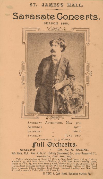 Concerts de Sarasate à St Jamess Hall - English Photographer