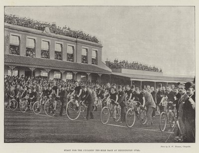 Départ pour la course cycliste de dix miles à Kennington Oval - English Photographer