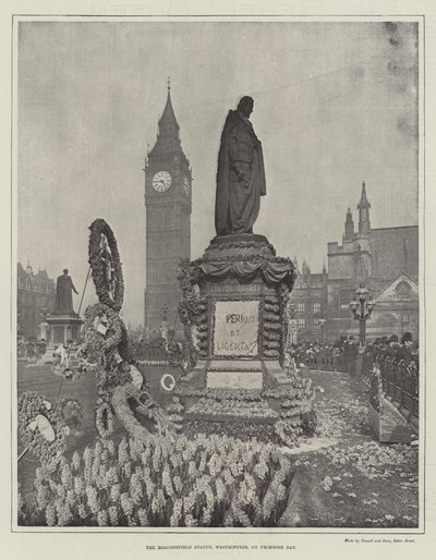 La statue de Beaconsfield, Westminster, le jour de la Primevère - English Photographer