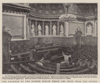 La chambre du Sénat français où le procès d