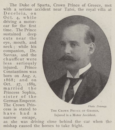 Le prince héritier de Grèce, blessé dans un accident de voiture - English Photographer